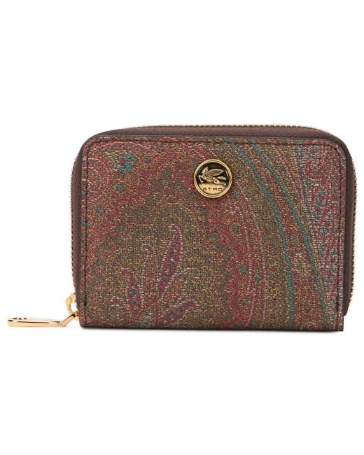 Etro Brown Wallet With Paisley Print Cotton & Purses