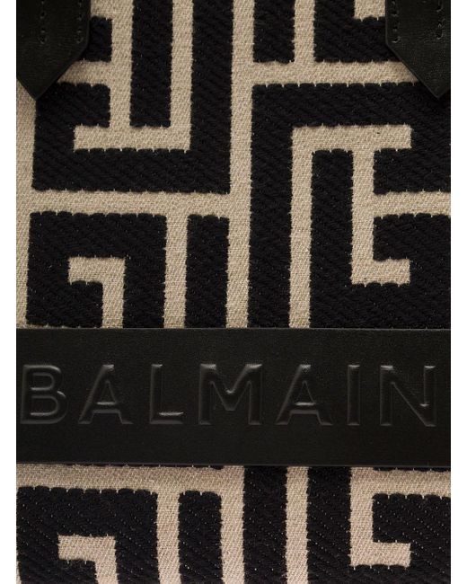 Balmain Black Small B-army Monogram Jacquard Shopper Tote Bag