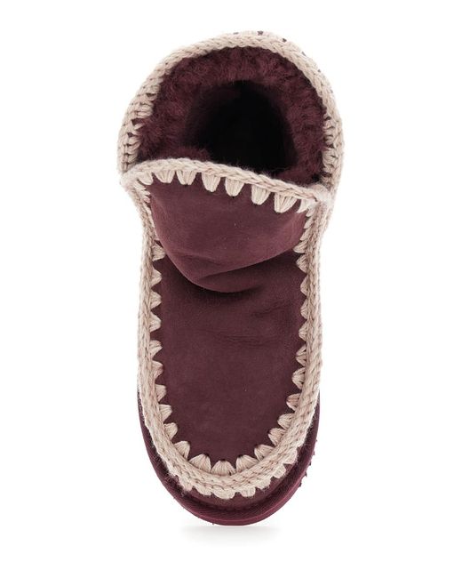 Mou Purple Eskimo Ankle Boots With Crochet Details And Logo Patch On The Rear