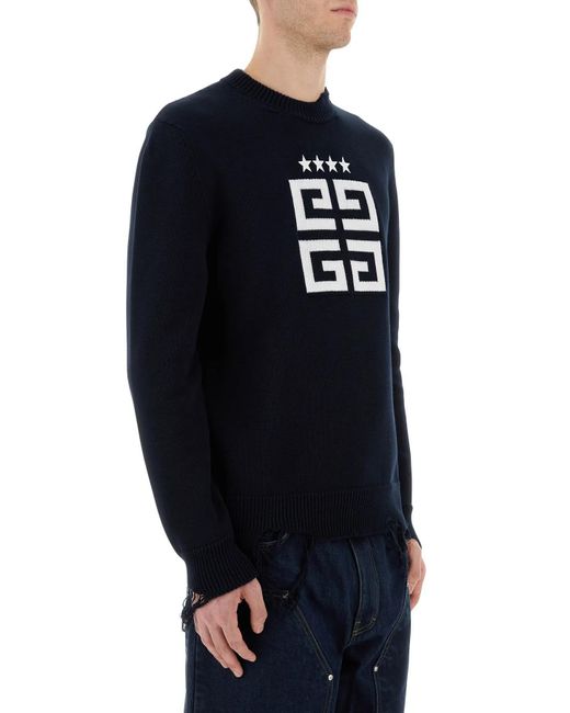 Givenchy Blue Midnight Jersey 4G Stars Sweater for men