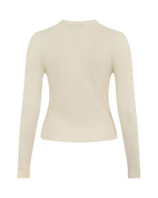 Maison Kitsuné White Cardigan Ribbed Crew-Neck Lycra Cardigans