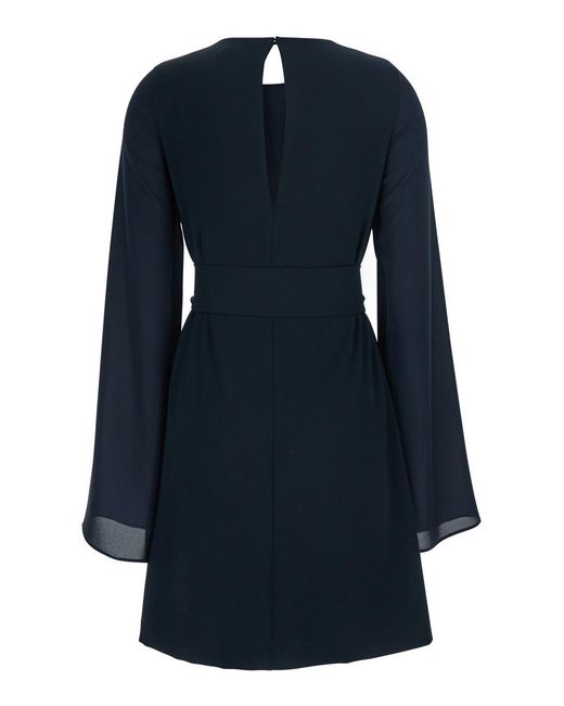 Le Plain Blue Dress Georgette Sleeves Cady Short With And Cut