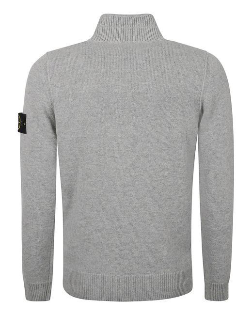 Stone Island Logo Sleeve Sweater in Gray for Men | Lyst