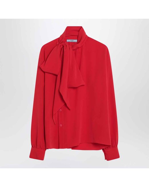 Prada Red Silk Blouse With Scarf