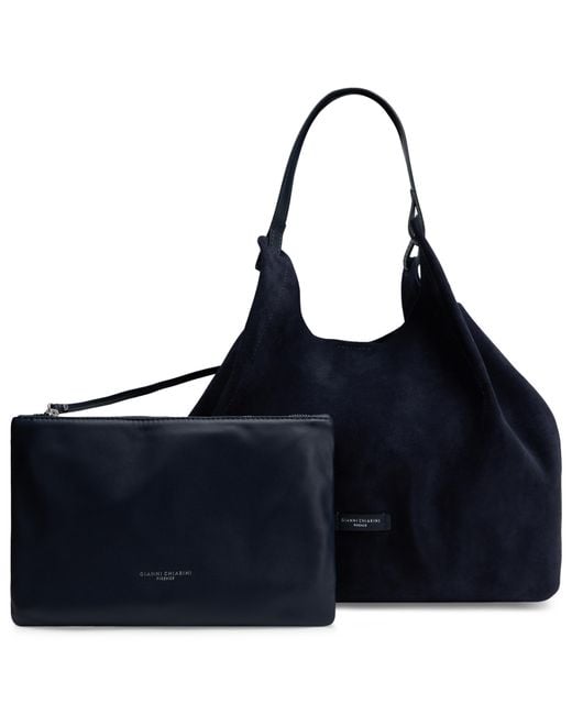 Gianni Chiarini Blue Shoulder Bag Calfskin Tote