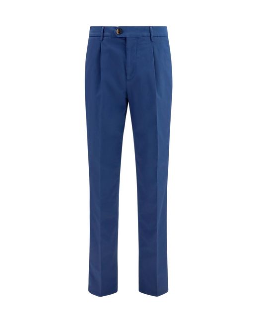 Brunello Cucinelli Blue Cotton Blend Chino Pants Cotton; Elastane for men