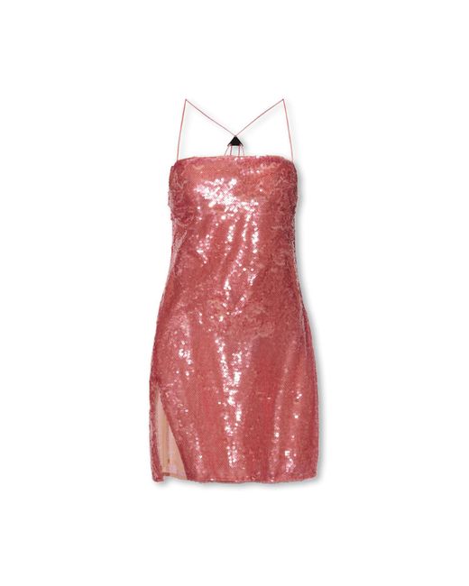 The Attico Red Fujiko Sequinned Slip Dress
