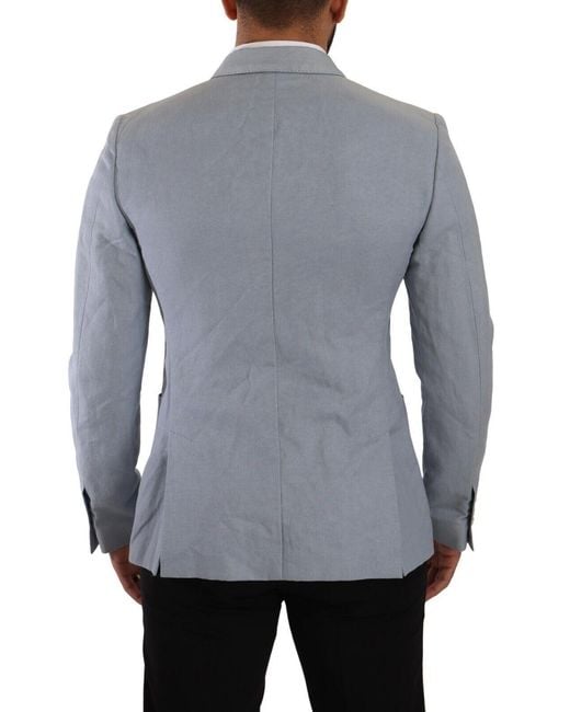 Dolce & Gabbana Gray Cotton Linen Slim Fit Jacket Coat Blazer Light Clothing for men