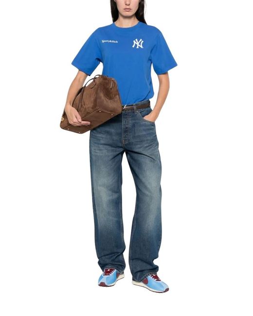 Sporty & Rich Blue Champions Crew-Neck T-Shirt