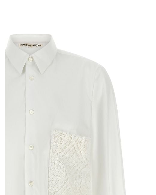 Comme des Garçons White Crochet Pocket Shirt