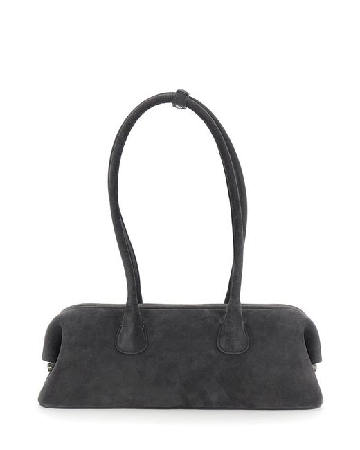 OSOI Black Shoulder Bag Boat Wide Leather Cow