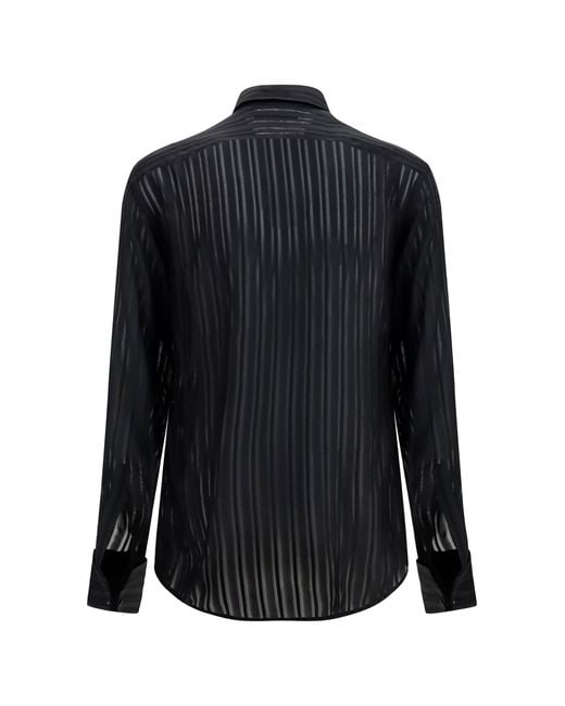 Gucci Blue Striped Silk Gauze Shirt for men