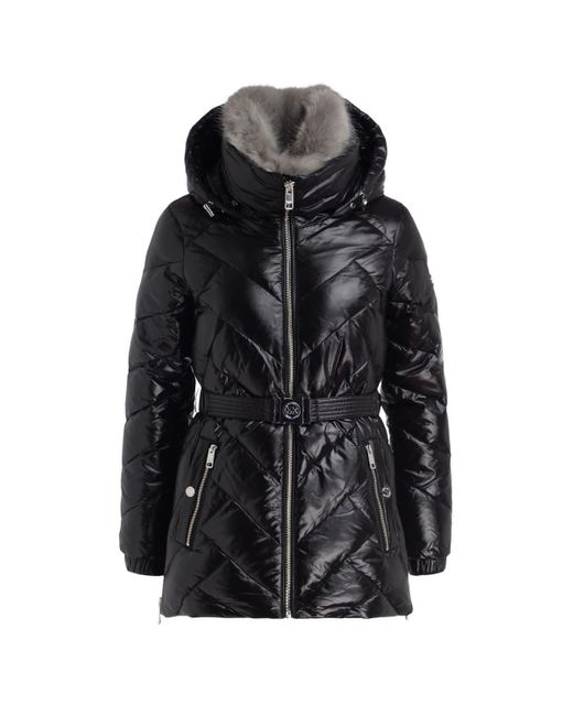 Michael Kors Black Down Jacket With Faux Fur