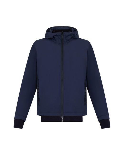 Stone Island Blue Hooded Jacket Cotton Raincoats for men