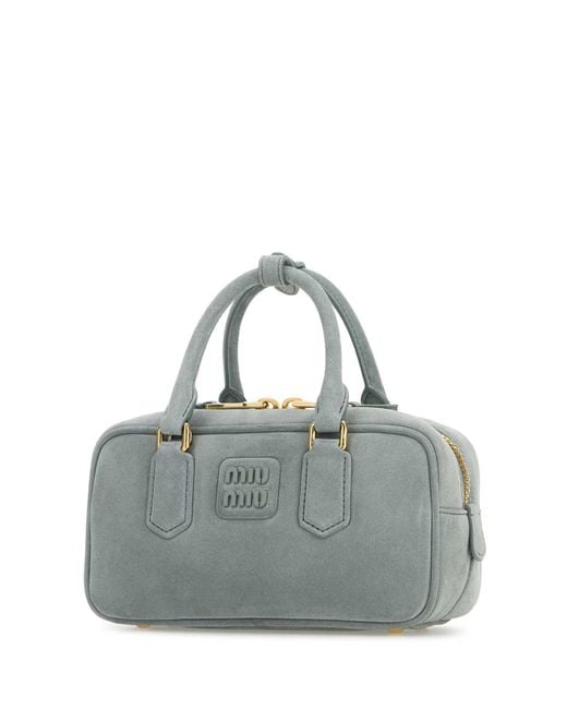 Miu Miu Gray Powder Blue Suede Arcadie Handbag
