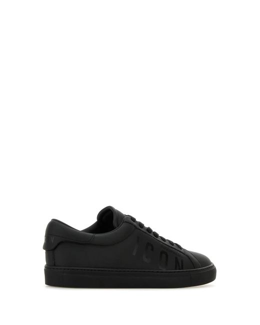 DSquared² Black Dsquared Leather Cassetta Sneakers for men