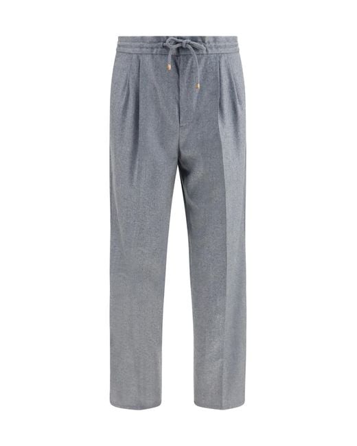 Brunello Cucinelli Gray Virgin Wool Pants Fleece Ovis Aries for men