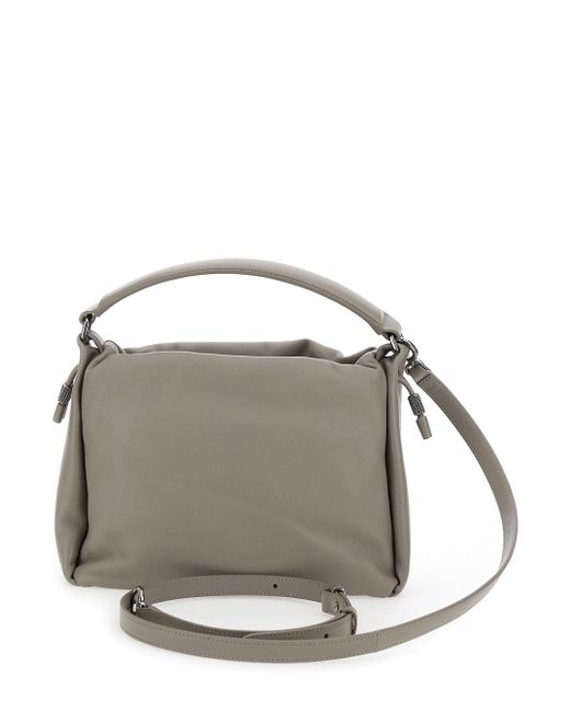 Brunello Cucinelli Gray Small Crossbody Bag With Monile Detail