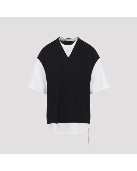 Mastermind Japan Black Layered Short Sleeves Vest Tee Cotton Tshirt for men