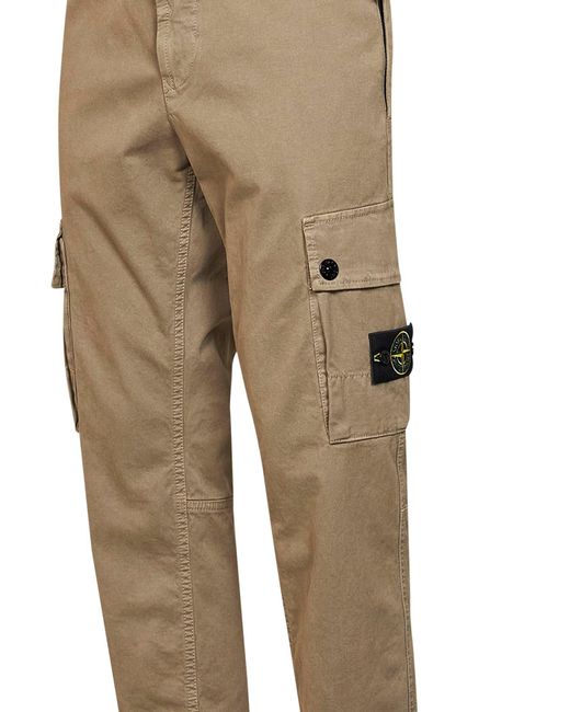 Stone Island Natural Military Organic Stretch Broken Twill Cargo Trousers for men