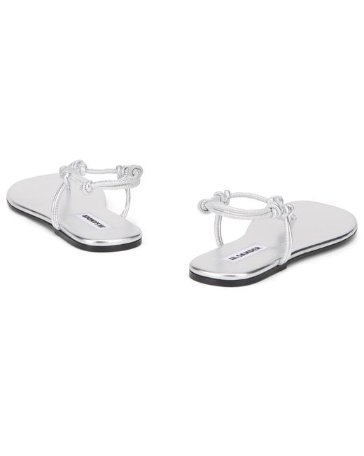 Jil Sander White Flat Leather Sandals