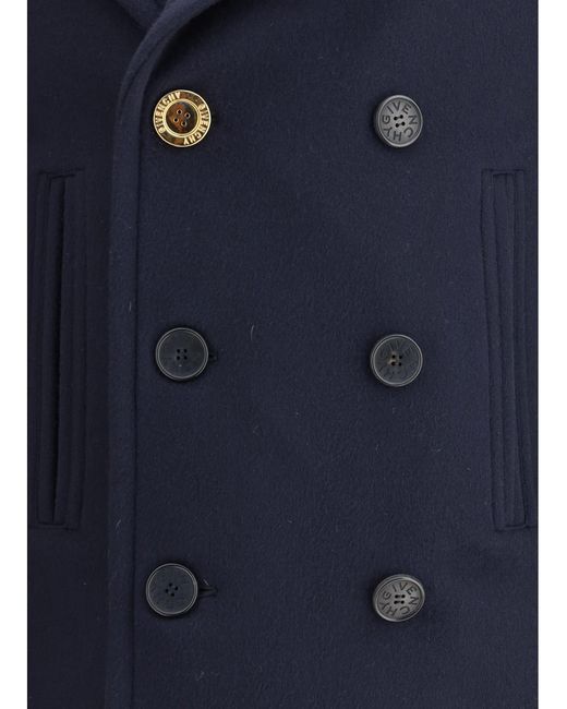 Givenchy Blue Double-Breasted Coat for men