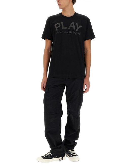 COMME DES GARÇONS PLAY Black T-Shirt Con Stampa Logo for men