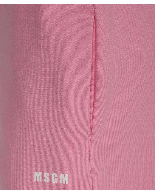 MSGM Pink Logo Print Sweatpants
