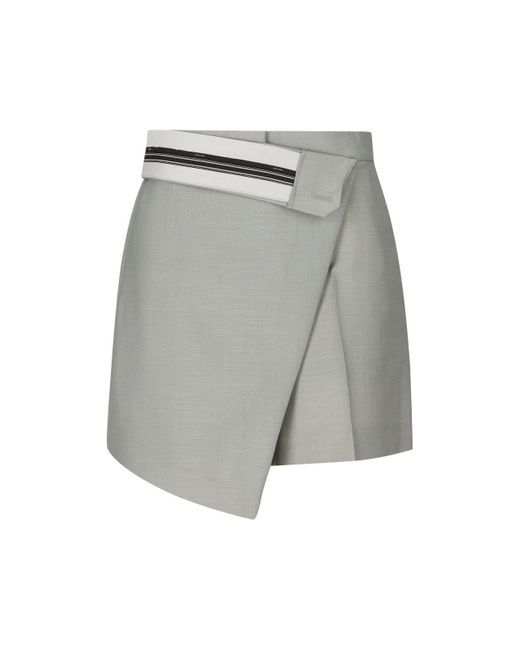 Fendi Gray Asymmetrical Layered Shorts