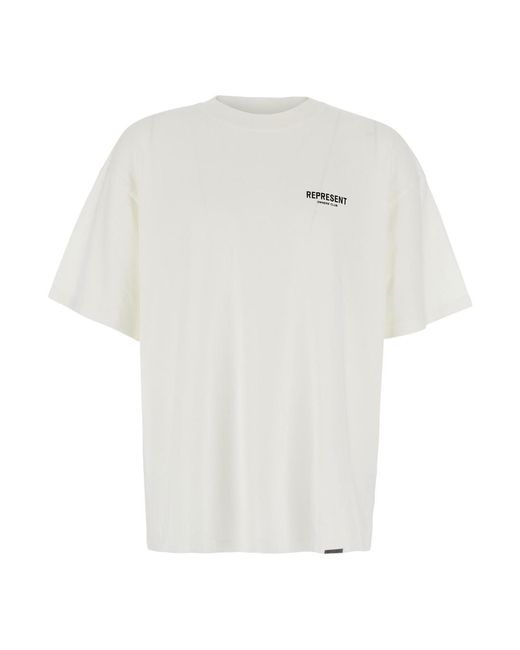 Represent White T-Shirt Crew Neck Cotton T-Shirts for men
