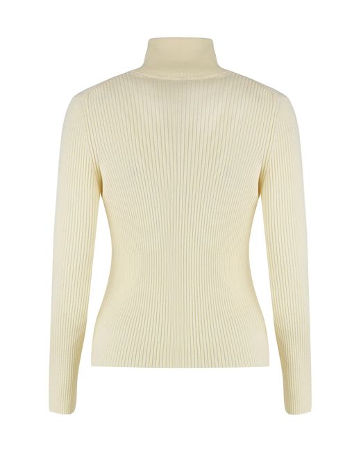 Céline White High-Neck Wool Top Knitwear