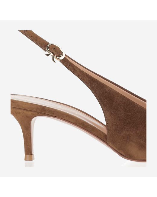 Gianvito Rossi Brown Robbie Suede Leather Slingback