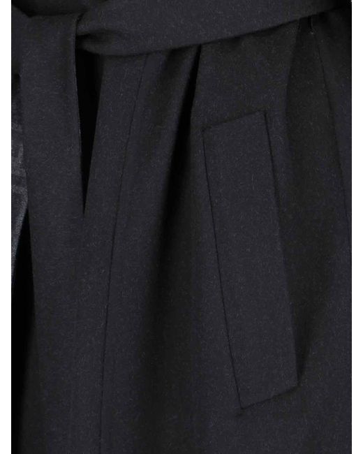 Fendi Black Virgin Wool Belted Coat