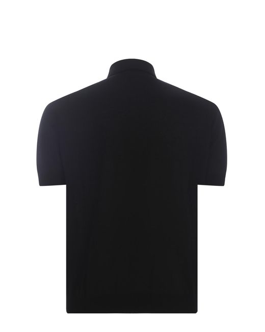 FILIPPO DE LAURENTIIS Black Polo Shirt Filippo De Laurentis Made Of Cotton Thread for men