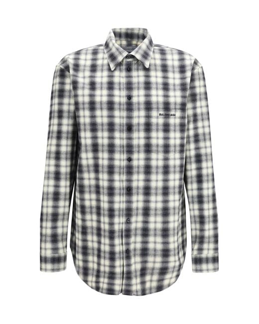 Balenciaga Multicolor Checked Cotton Flannel Shirt for men