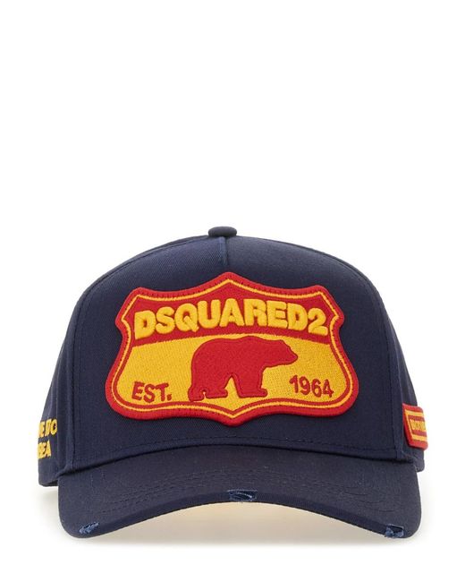 DSquared² Blue Cotton Baseball Cap Hat for men