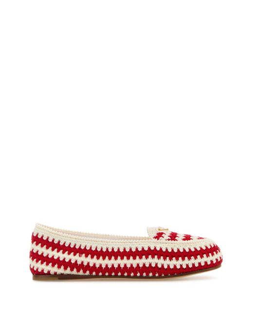 Prada Embroidered Crochet Loafers