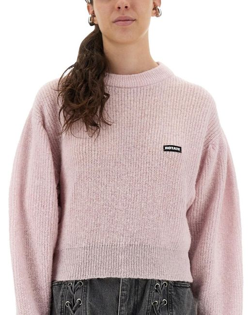 ROTATE BIRGER CHRISTENSEN Pink Wool Puff Sweater Alpaca Jumpers