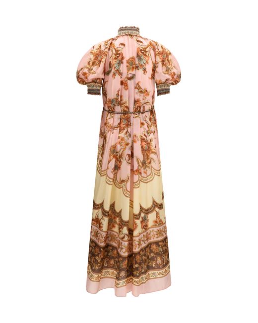 Zimmermann Brown Dress Aster Billow Silk