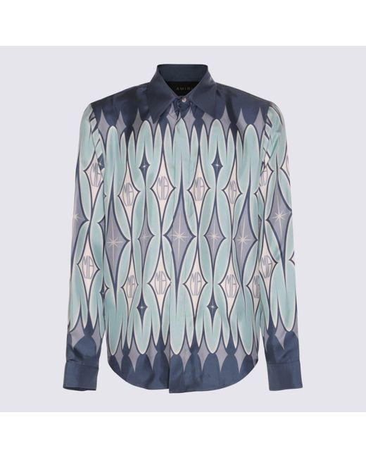 Amiri Blue Multicolour Silk Printed Shirt for men