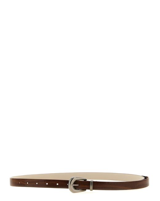 Brunello Cucinelli White Carved Leather Belt