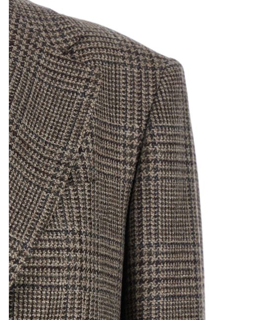 Tagliatore Gray Single-Breasted Jacket With Notched Revers And All-Ov