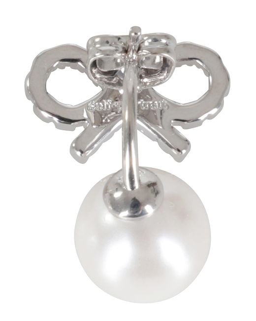 Self-Portrait Multicolor Crystal Bow Pearl Jacket Earrings