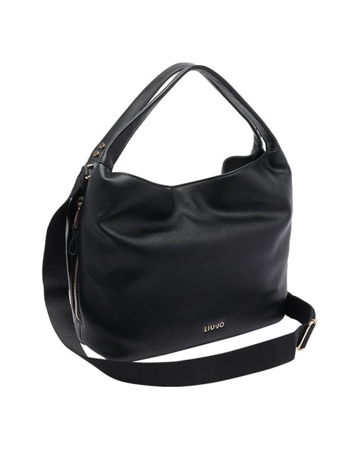 Liu Jo Black Medium Logo Hobo Bag