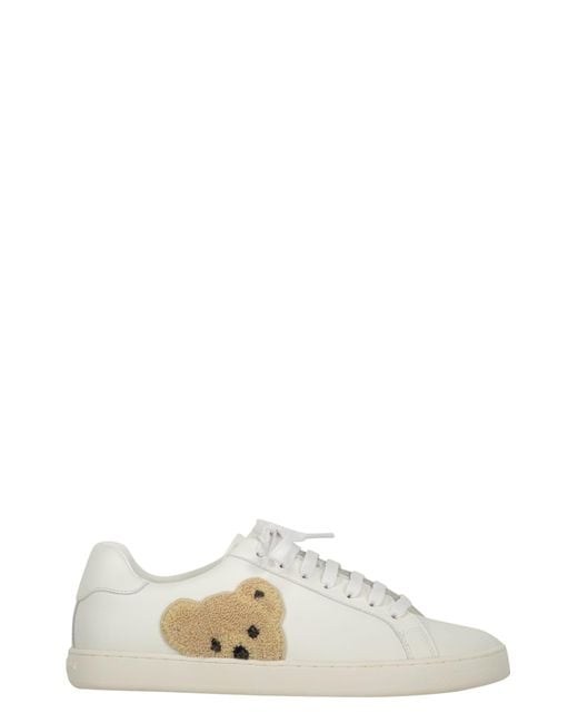 Palm Angels White New Teddy Bear Leather Low-Top Sneakers for men