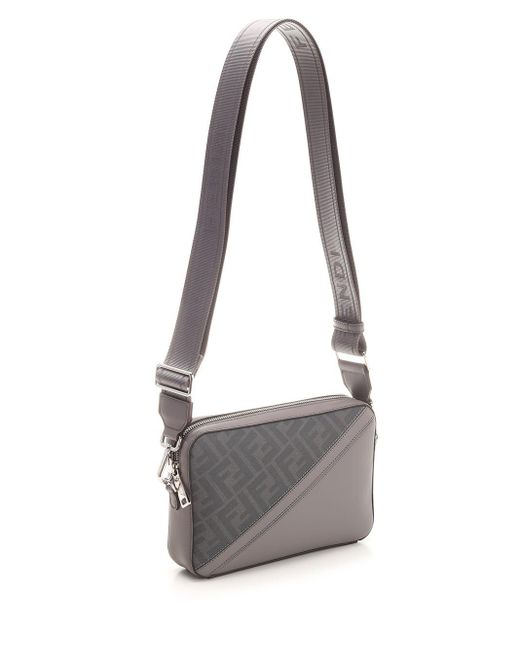 Fendi Gray Diagonal Camera Case for men