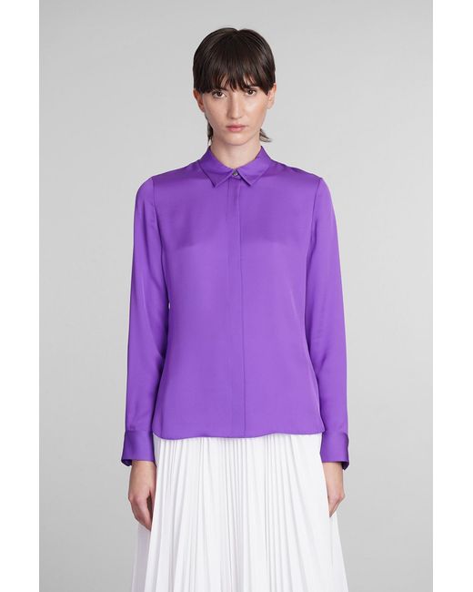 Theory Purple Shirt In Viola Silk