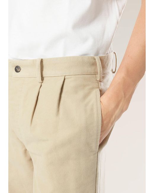 Doppiaa Natural Aalghero Straight-Leg Pleated Cotton-Flannel Trousers for men