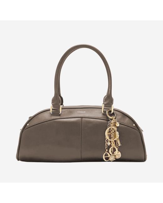 Chloé Brown Leather Bowling Bag Handbags