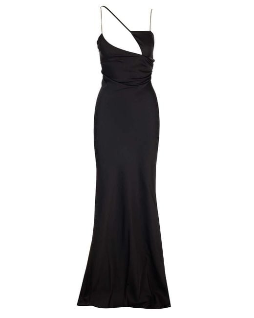 The Attico Black Cut-Out Detailed Flared Sleeveless Dress